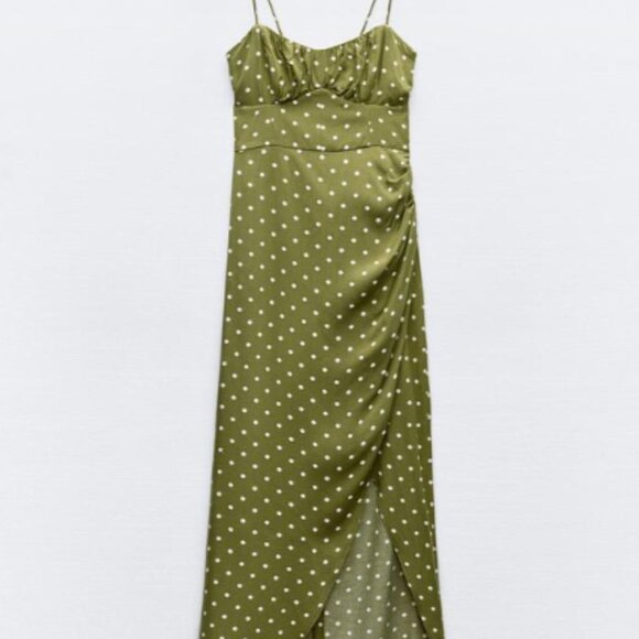 MID-LENGTH CORSET DRESS WITH POLKA DOTS - Picture 2 of 6